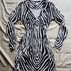 Diane Von Furstenberg Black and White Zebra Print Dress 2